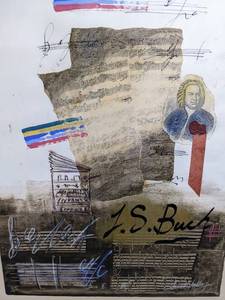 lot 107 image: James Hussey Bach II Signed Mixed Media Art - #88 Embellished, Framed