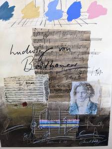lot 108 image: James Hussey Beethoven II Signed Mixed Media Art - #214 Embellished, Framed