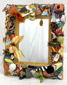 lot 22 image: MacKenzie Childs Vintage Potshard Pottery Shard Mosaic Mirror - 11 x 9 - RARE