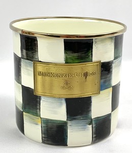 lot 27 image: MacKenzie-Childs Courtly Check Enamel 4.75 Tall Vessel w Gift Bag