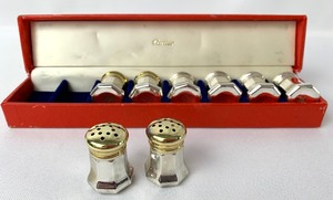 lot 38 image: Vintage Cartier Sterling Silver Salt & Pepper Shakers - Set of  8 - in Original Box
