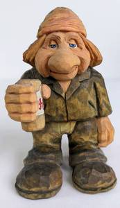 lot 117 image: Whimsical Hamms Beer Wooden Troll - Hand Carved, Signed, Painted by Roger Beane