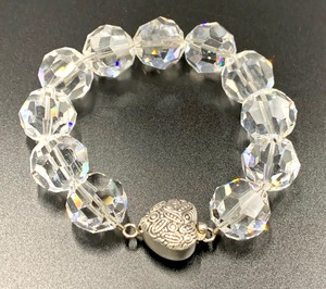lot 53 image: Round Faceted Glass and Sterling Bracelet and Rectangular Sterling Silver Pendant