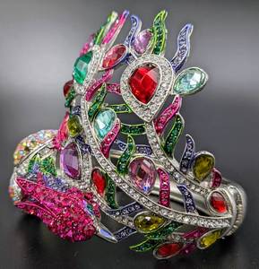 lot 121 image: Peacock Crystal Hinged  Bracelet - Fabulous