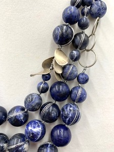 lot 55 image: Coldwater Creek Blue Polished Stone Necklace w Silver-Tone Accents