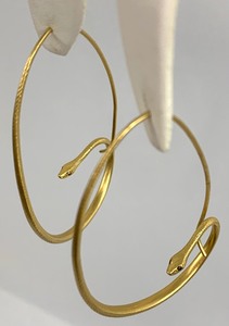 lot 4A image: 18K Gold Gabriella Kiss Large Snake Hoop Earrings With .02 Carat Diamond Eyes