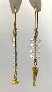 lot 3A image: RARE 18K Gold Vintage Tina Chow Earrings - Rock Crystal Beads and Gold Ornaments