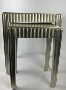 lot 154 image: Pair of Painted Silver Wood Nesting Side Tables- The Bombay Company
