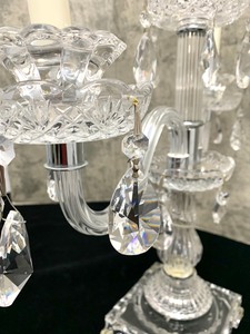 lot 159 image: Vintage Crystal Chandelier Style Candelabra with White Tapers