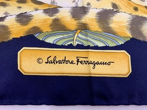 lot 60 image: Salvatore Ferragamo 100% Silk Leopard Pattern Scarf