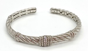 lot 69 image: Judith Ripka 925 Sterling Hinged Bangle with CZ Accents