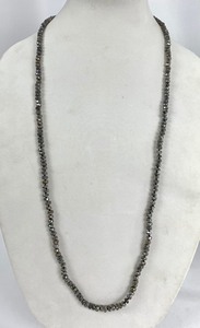 lot 73 image: Irridescent Grey 36 Labradorite Bead Necklace w Sterling Clasp