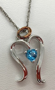 lot 97 image: Sterling Silver & Blue Topaz Angel Pendant on 18 Chain- New