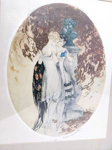 lot 8A image: LOOK Regarde - A Louis Icart Midcentury Lithograph in Gorgeous Gold Wood Frame