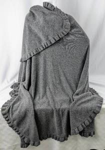 lot 81 image: Elegant Gray Burberry Ruffled Lambswool Cape  Shawl
