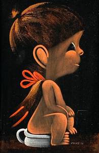 lot 27 image: Vintage Black Velvet Painting of Young Boy in Wood Frame