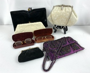 lot 113 image: A Collection of Lovely Vintage Handbags and Antique Gold Filled Eye Glasses