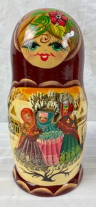 lot 155 image: Beautiful 10 Inch - 12 Inch Russian Nesting Doll Set - 10 Dolls