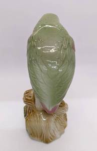 lot 84 image: Vintage Ceramic Pink and Green Parakeet Parrot Figurine - Made in Brazil