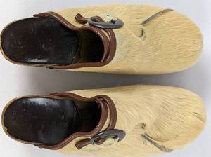 lot 85 image: 1970s Jowa Wood and Pony Hair Clogs - Made in Austria