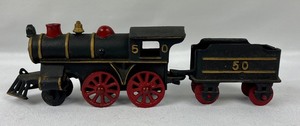 lot 163 image: Vintage Cast Iron Train & Coal Car, and Tru-Vue Viewer