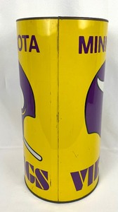 lot 94 image: Vintage Minnesota Vikings Metal Wastebasket - 19 Tall