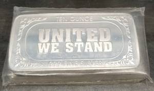 10 TROY OZ .999 FINE SILVER US FLAG BAR