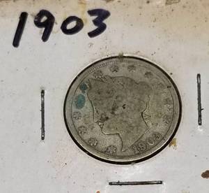 3 US NICKELS 1903 LIBERTY 17-D BUFFALO 1945-D SILVER