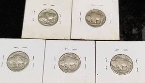 GROUP OF 5 US BUFFALO NICKELS AS PICTURED