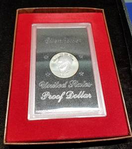1971-S PROOF EISENHOWER SILVER DOLLAR BROWN BOX