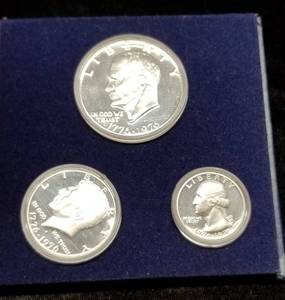 1976 US BICENTENNIAL 3 COINS SILVER SET