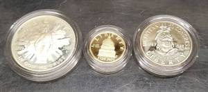 1989 US CONGRESSIONAL 3 COIN GOLD-SILVER SET .24oz GOLD INCLUDED