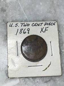lot 32 image: 1869 United States Two Cent Piece
