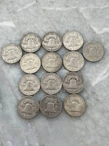 lot 56 image: United States Ben Franklin Silver Half Dollar Lot