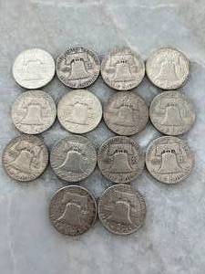 lot 57 image: United States Ben Franklin Silver Half Dollar Lot