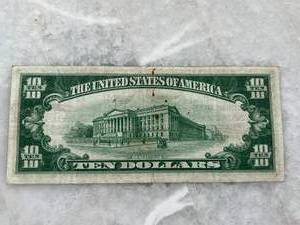 lot 60 image: 1929 Ten Dollar Red Seal Saint Paul Minnesota Bank Note
