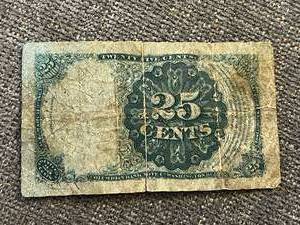 lot 135 image: 1874 Fractional Currency 25 Cents Note Paper Money