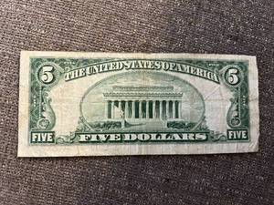 lot 138 image: 1934 D Five Dollar Blue Seal Note Silver Certificate