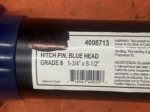 (1) Blue Head Grade-8 1.75 x 8.5 Hitch Pin