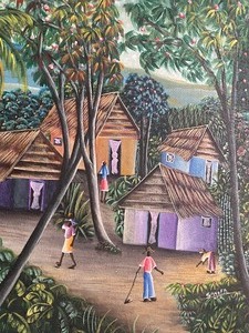 lot 12 image: Framed Original Haitian Painting