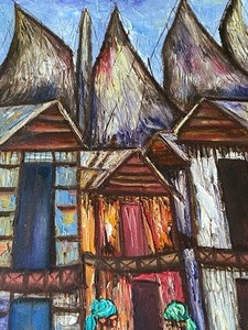 lot 10 image: Original Haitian Oil on Canvas Artwork