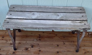 lot 132 image: Rustic Wood and Metal Bench