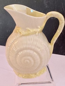 lot 82 image: Small Belleek Creamer and Sugar Set & Crystal Cream and Sugar Set