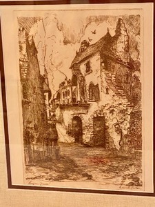 lot 62 image: Framed Vintage French Scene Etching