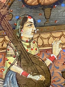 lot 57 image: Original Indian Framed Art Painted on Fabric