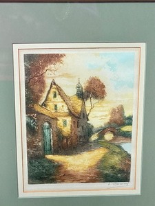 lot 35 image: Framed Vintage Colored Etching