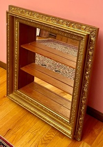 lot 238 image: Vintage Wall Gold Framed Mirror with Shelves