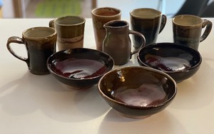 lot 208 image: Handcrafted Pottery Mugs and Bowls
