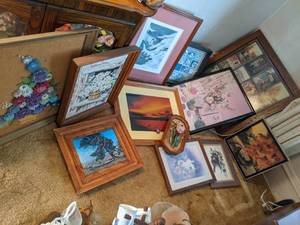 lot 85 image: 12 framed art pieces.  Some are nat...