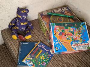 lot 107 image: Vintage games, stuffed Vikings bear...
